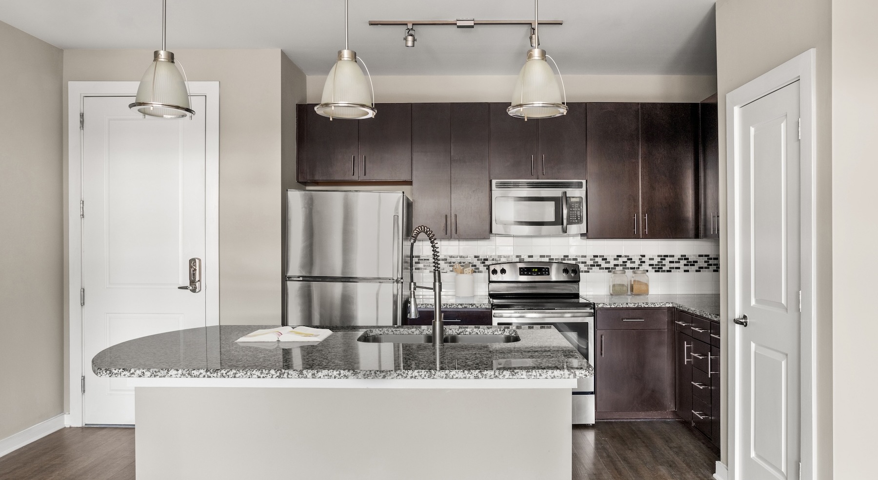 Well-lit kitchen with ample counter space