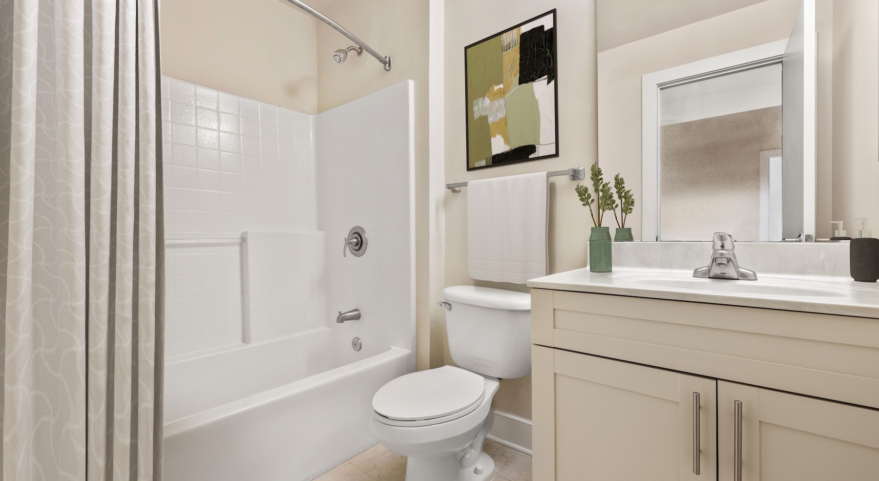 Spacious bathrooms with ample 