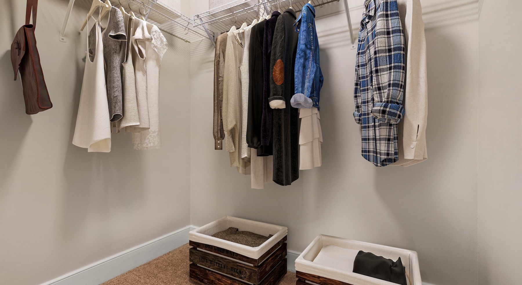 Ample closet space with shelving