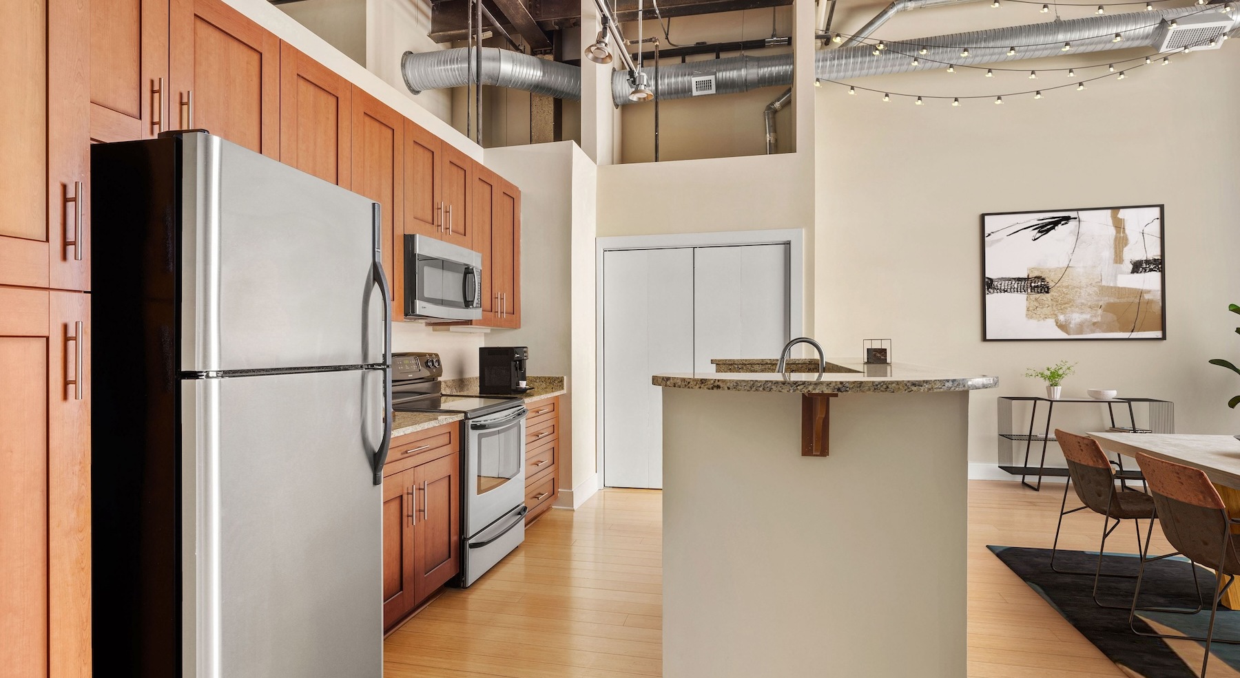 Well-lit kitchen with ample counter space